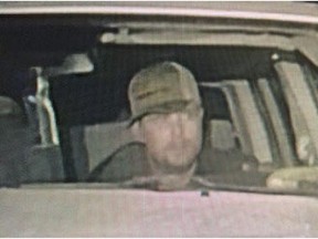 Police in Coaldale, Alta., are asking the public to help identify a man who rammed a police vehicle with a stolen truck in the early hours of Monday, Jan. 14, 2018.