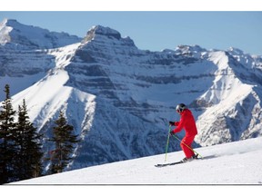 A skier enjoys another fabulous sunny day at Lake Louise west of Banff. Photo courtesy Shannon Martin.