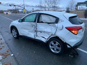 Layton City Police say teenager crashed into another car when she covered her eyes as part of the so-called "Bird Box Challenge." (Layton City Police Department)