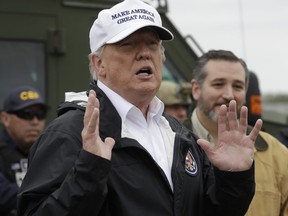 U.S. President Donald Trump speaks as he tours the U.S. border with Mexico at the Rio Grande on the southern border, in McAllen, Texas, Thursday, Jan. 10, 2019.