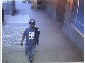 These photos were shown to murder suspect Fuad Ali’s probation officer which she identified the first one as being him. They are from CCTV cameras which police used to track a suspect from the scene of where a homeless man was stomped to death. Calgary Sun/Postmedia Network