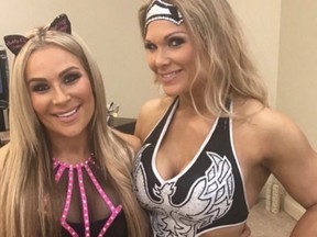 Natalya Neidhart and Beth Phoenix backstage before the first women's Royal Rumble match. (Supplied Photo)