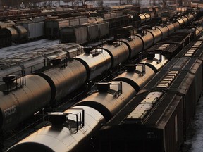 Rail cars wait for pickup in Winnipeg. (File photo)