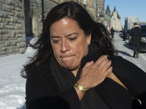 Liberal MP Jody Wilson-Raybould leaves the Parliament buildings on Feb. 19, 2019, following question period in Ottawa, (The Canadian Press)