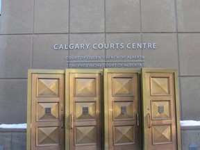 The sign at the Calgary Courts Centre in Calgary, Alberta is shown on January 5, 2018.