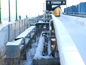 The finish area is shown at Winsport in Calgary on Wednesday, February 6, 2019. Without more funding to compete what itís calling a necessary upgrade, WinSport will close its sliding track in March and may not reopen it for the foreseeable future. The track, used for sports such as bobsleigh and luge, is scheduled to close for the season on March 3. Jim Wells/Postmedia