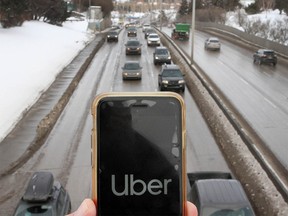 Rideshare trips for companies such as Uber are up sharply compared to taxi rides in Cagary. Jim Wells Photo illustration/Postmedia