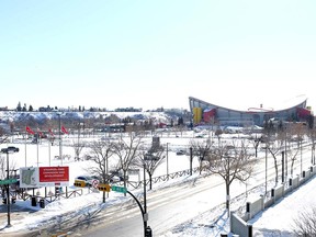 Part of Stampede Park is pictured at 12 Ave SE and Olympic Way, north of the Saddledome onTuesday, February 26, 2019. The area is part of the proposed Rivers district.  Jim Wells/Postmedia
