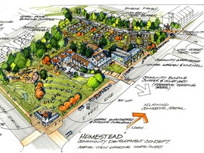 An aerial view of the Homestead Project concept, which would include include up to 42 tiny homes in the Town of Okotoks. (Supplied)