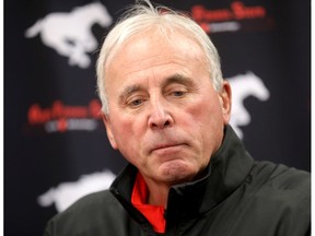 Calgary Stampeders President and general manager John Hufnagel gives media an update on the future of the Stamps and current player personal at McMahon stadium in Calgary. Monday February 11, 2019. Darren Makowichuk/Postmedia