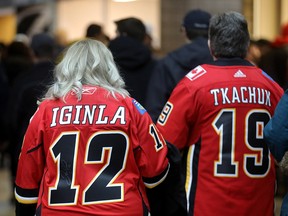 Calgary Flames fans still wearing their Jarome Iginla jerseys to games at the Saddledome on Wednesday, Feb. 20, 2019.