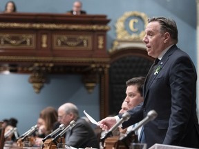 Quebec Premier Francois Legault responds to the Opposition during question period, Tuesday, February 12, 2019 at the legislature in Quebec City.