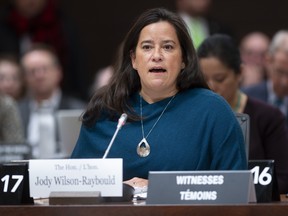 Jody Wilson Raybould delivers her opening statement as she appears at the Justice committee meeting in Ottawa, Wednesday, February 27, 2019.