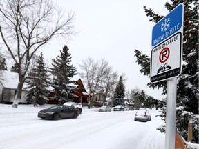 A snow route parking ban took effect on Monday, February 18.