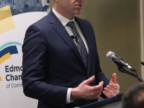 Tim McMillan, CEO and president of Canadian Association of Petroleum Producers, speaks to the Edmonton business community on Wednesday.