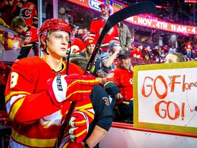 Calgary Flames Juuso Valimaki at the Saddledome on Saturday, Nov. 3, 2018.