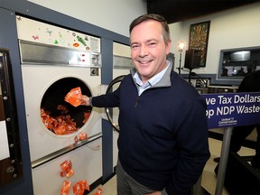 United Conservatves, Jason Kenney speaks to media about cutting more wasteful spending by the NDP in Calgary on Wednesday March 13, 2019. Darren Makowichuk/Postmedia