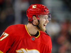 Calgary Flames Mark Jankowski during the pre-game skate before facing the New York Islanders in NHL hockey at the Scotiabank Saddledome in Calgary on Wednesday, February 20, 2019. Al Charest/Postmedia