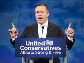 UCP Leader Jason Kenney addresses supporters in Calgary on Tuesday, April 16, 2019.