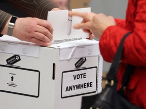 Calgarians vote in the advance poll at the Kerby Centre in downtown Calgary on Tuesday morning April 9, 2019. Gavin Young/Postmedia ORG XMIT: POS1904091321377981