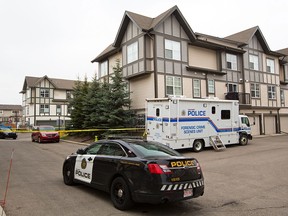 Calgary police remained at a Cranston townhouse Saturday, April 27 as they continued their investigation into the disappearance and suspected homicides of Jasmine Lovett and her 22-month-old daughter Aliyah Sanderson.