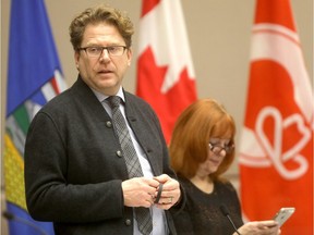 Councillors Gian-Carlo Carra and Diane Colley-Urquhart in chambers as Councillors continue budget negotiations in Calgary on Wednesday November 28, 2018.