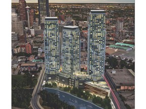 Rendering of a proposed multi-residential tower development in the Beltline.