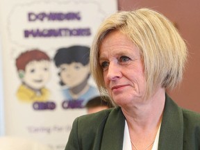 Rachel Notley makes a campaign stop at Expanding Imaginations Child Care in Calgary on Wednesday, April 10, 2019.