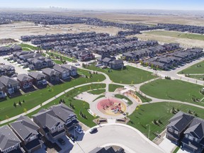 Courtesy Qualico Communities 
An aerial shot of Redstone, which had one of the highest tallies for new residents in the recent civic census.