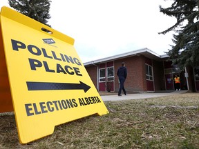 Voters head to the polls before they close at the Calgary Girl's School Society in SW Calgary. Tuesday, April 16, 2019. Brendan Miller/Postmedia