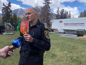 Banff Fire Chief Silvio Adamo takes part in wildfire readiness exercise on Wednesday. Marie Conboy/Postmedia News
