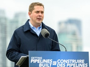 Andrew Scheer, Leader of the Official Opposition and the Leader of the Conservative Party of Canada, speaks about the idea of a national energy corridor in Calgary on Saturday, May 25, 2019. Azin Ghaffari/Postmedia Calgary