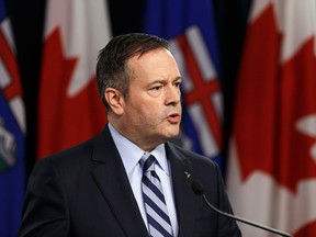 Premier Jason Kenney speaks about Bill 12, the turn-off-the-taps legislature, during a press conference in the media room in the Alberta Legislature in Edmonton, on Wednesday, May 1, 2019. Photo by Ian Kucerak/Postmedia