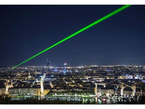 Green laser pointers are commercially available but can be dangerous for air pilots.