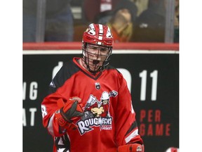 Roughnecks Tyler Pace celebrates his first half goal during National Lacrosse League West Division final action between the Calgary Roughnecks and Colorado Mammoth in Calgary on Friday, May 10, 2019. Jim Wells/Postmedia