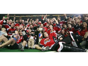 Calgary Roughnecks, 2009 Champions Cup Champions after beating the New York Titans 12-10 last night in the Saddledome.Friday, May 15n/a ORG XMIT: team160