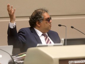 Mayor Naheed Nenshi in Council Chambers as there were heated moments on budget cuts and service reductions in Calgary on Tuesday, May 14, 2019. Darren Makowichuk/Postmedia