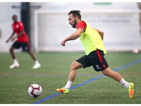 Cavarly FC attacking midfielder Sergio Camargo moves the ball forward on the pitch in Calgary during day two of the Canadian Premier League team's inaugural training camp on Wednesday, March 6, 2019. Jim Wells/Postmedia
