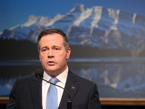 Alberta Premier Jason Kenney speaks to media on May 16, 2019.