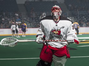 Calgary Roughnecks goalie Christian Del Bianco was stellar in Monday night's playoff tilt against the Seals in San Diego. Photo by Mike McGinnis/Special to Postmedia.