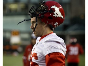 The Calgary Stampeders' Cory Greenwood (36) takes part in a team practice at Commonwealth Stadium, in Edmonton Friday November 23, 2018. The Stampeders will face the Ottawa Redblacks in the Grey Cup this Sunday. Photo by David Bloom