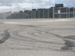 Pictured is skid marks left by street car racers in an industrial parking in southeast Calgary referred to by the racers as Little Mexico on Wednesday, June 19, 2019. Azin Ghaffari/Postmedia Calgary