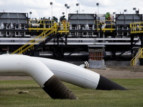 Kilometre Zero of the Trans Mountain pipeline system at the Kinder Morgan Edmonton Terminal, in Edmonton Tuesday June 5, 2018.