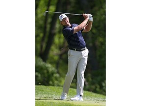 ROCHESTER, NEW YORK - MAY 26: Retief Goosen of South Africa hits his tee shot on the third hole during the final round of the KitchenAid Senior PGA Championship at Oak Hill Country Club on May 26, 2019 in Rochester, New York.