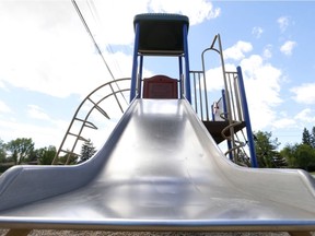 A Calgary mother was left shocked after her four-year-old son was cut by a razor blade wedged into a slide at this northeast playground near 60th Avenue and Centre Street N.E.