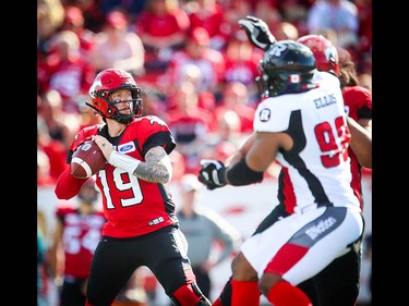 Calgary Stampeders quarterback Bo Levi Mitchell throws the ball against the Ottawa Redblacks during CFL football in Calgary on Saturday, June 15, 2019. Al Charest/Postmedia