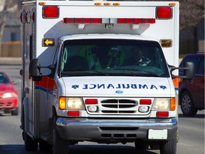 File photo - An ambulance at the Foothills Hospital in Calgary Friday, March 2, 2012.