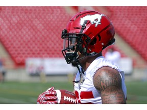 Stampeders running back Don Jackson warms up during practice at McMahon Stadium Wednesday, June 5, 2019. Dean Pilling/Postmedia