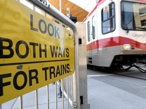 A City of Calgary report looking at safety enhancements to at-grade LRT crossings suggests and education campaign and undefined annual capital funding to boost safety at some 92 such crossings in the city on Saturday, June 22, 2019. Darren Makowichuk/Postmedia