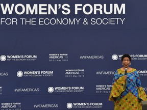 The executive director of UN Women, Phumzile Mlambo-Ngcuka, speaks during the opening ceremony of the Women's Forum Americas in Mexico City, on May 30, 2019. (RODRIGO ARANGUA/AFP/Getty Images)